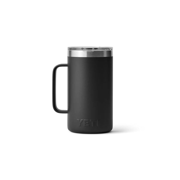 Black | YETI Rambler 24oz Mug With Magslider Lid Image Showing Back View.