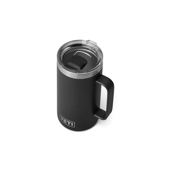 Black | YETI Rambler 24oz Mug With Magslider Lid Image Showing Angled Top View.