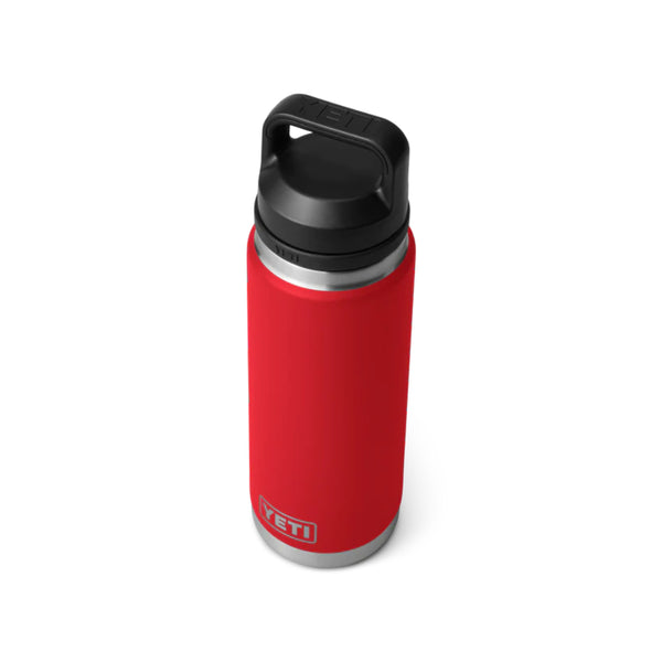 Rescue Red | YETI Rambler 26oz Bottle With Chug Cap Image Showing Top View With Cap On.