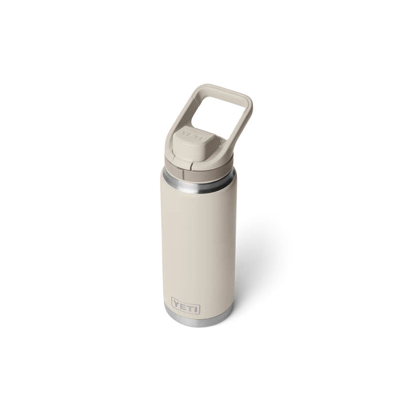Cape Taupe | Rambler 26oz Bottle With Flip Chug Cap Image Showing Angled Top View With Cap Closed.