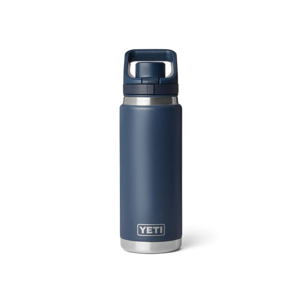 Navy | YETI Rambler 26oz Bottle With Flip Chug Cap Image Showing No Logos Or Titles.