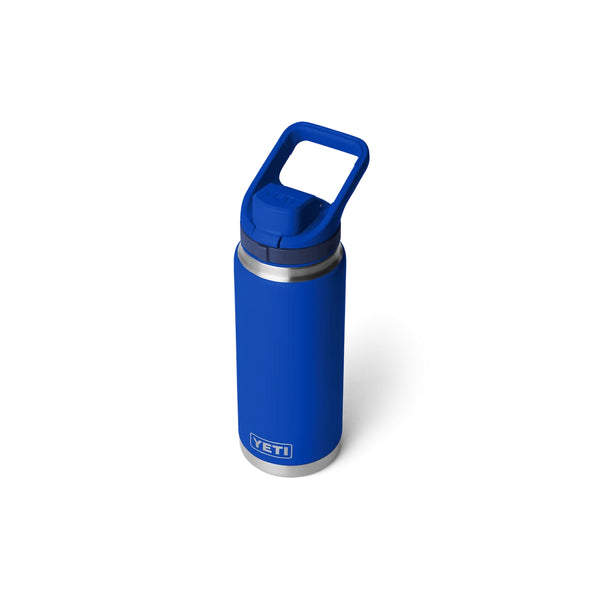 Royal Blue | YETI Rambler 26oz Bottle With Flip Chug Cap Image Showing Angled Top View, Cap Closed.