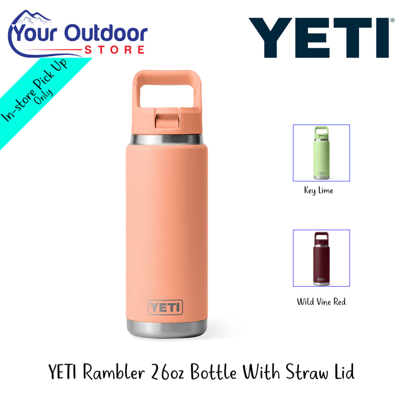 YETI Rambler 26oz Bottle With Straw Lid | Hero Image Showing All Logos, Titles And Variants.