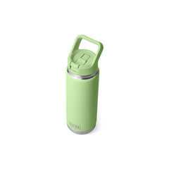 Key Lime | YETI Rambler 26oz Bottle With Straw Lid Image Showing Angled Top View With Straw Down.