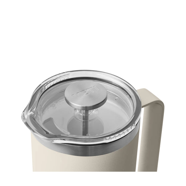Cape Taupe | YETI Rambler French Press Image Showing Close Up Top View, Lid On.