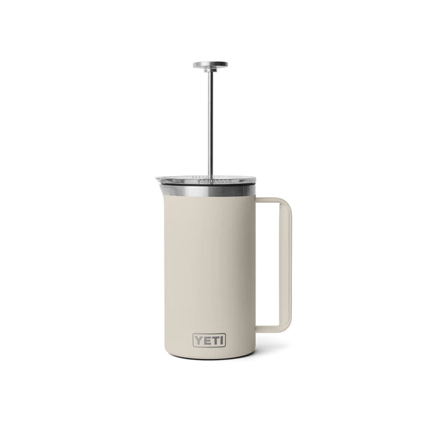 Cape Taupe | YETI Rambler French Press Image Showing Side View With Press Up.
