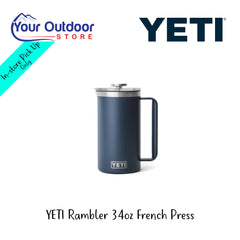 YETI Rambler 34oz French Press | Hero Image Showing All Logos And Titles.