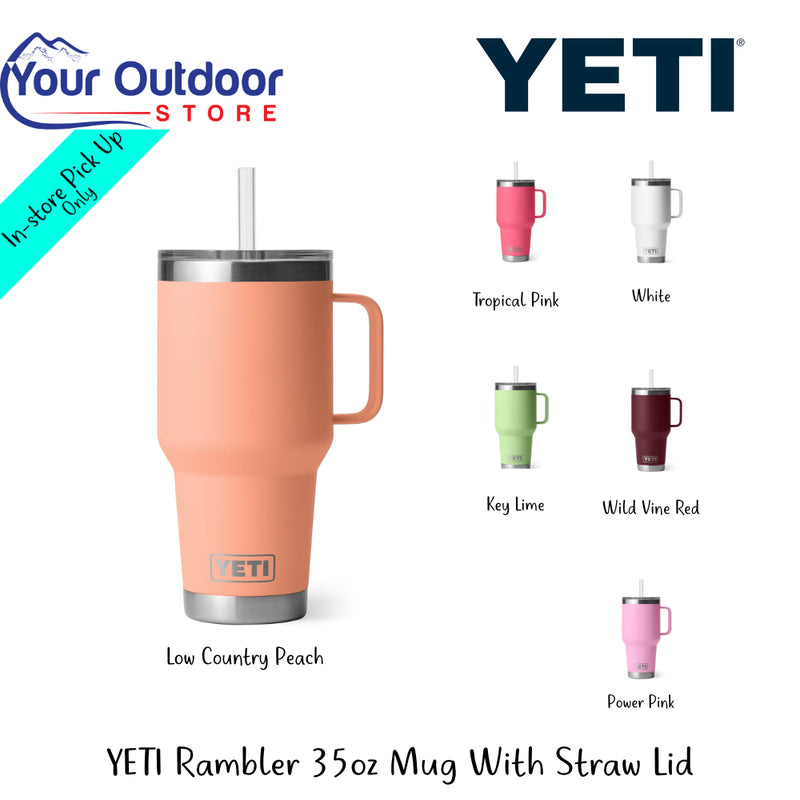 YETI Rambler 35oz Mug With Straw Lid  | Hero Image Showing All Logos And Variants.