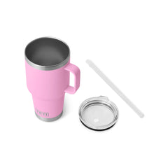 Power Pink | YETI Rambler 35oz Mug With Straw Lid Image Showing Lid Off.