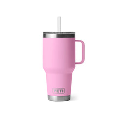 Power Pink | YETI Rambler 35oz Mug With Straw Lid Image Showing Front View.