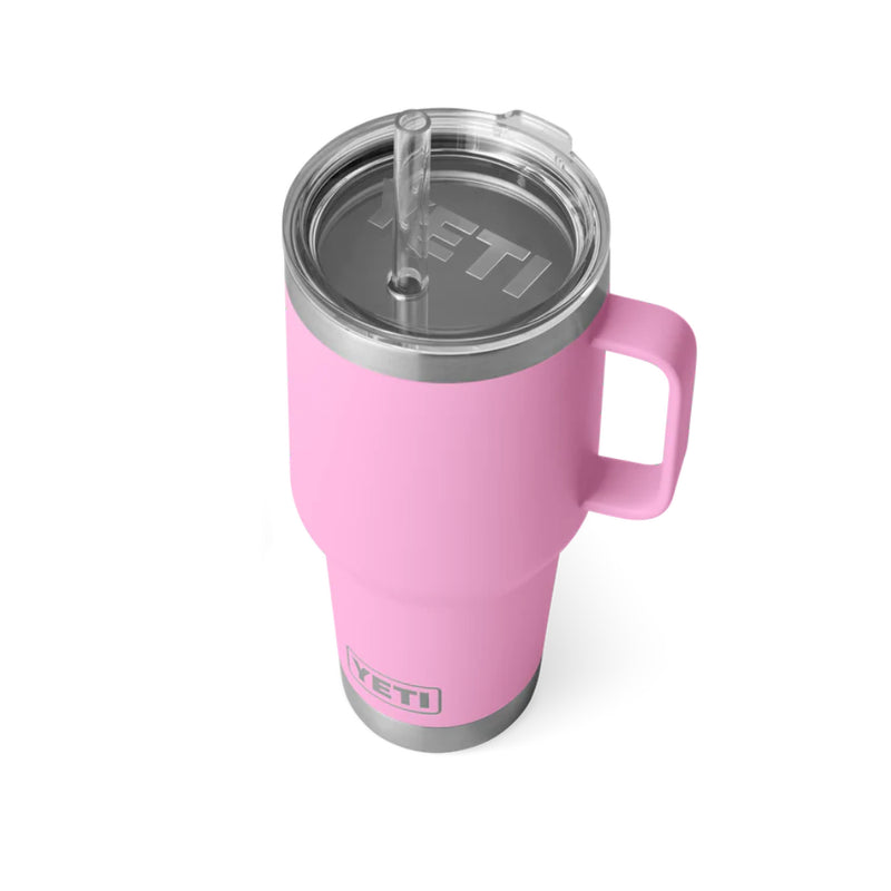 Power Pink | YETI Rambler 35oz Mug With Straw Lid Image Showing Front View.