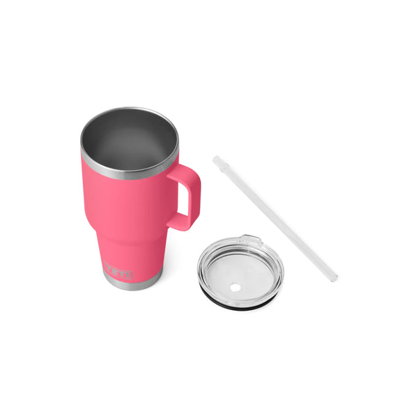 Tropical Pink | YETI Rambler 35oz Mug With Straw Lid Image Showing Top View, With Straw Lid Off.
