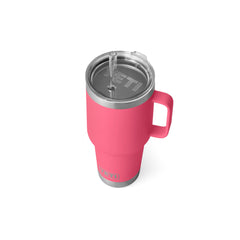 Tropical Pink | YETI Rambler 35oz Mug With Straw Lid Image Showing Top View.