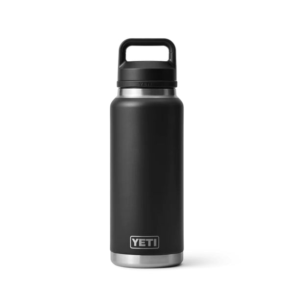 Black | YETI Rambler 36oz Bottle With Chug Cap Image Showing No Logos Or Titles.