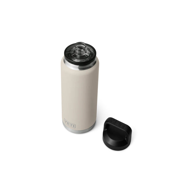 YETI Rambler 36oz Bottle With Chug Cap Image Showing Angled Top View, Cap Off.