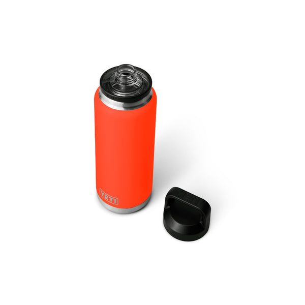 Solar Flare | YETI Rambler 36oz Bottle With Chug Cap Image Showing Angled Top View, Cap Off.