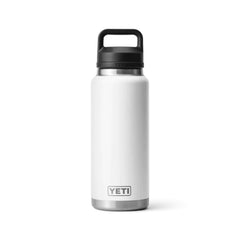 White | YETI Rambler 36oz Bottle With Chug Cap.  Front View.