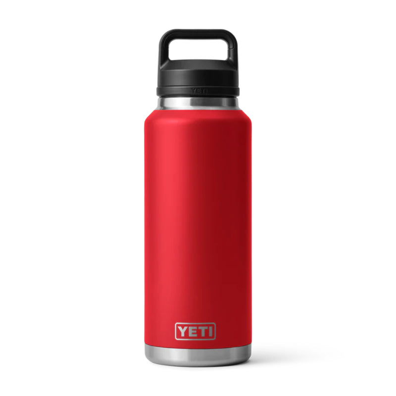 Rescue Red | YETI Rambler 46oz Bottle with Chug Cap. Front View. 