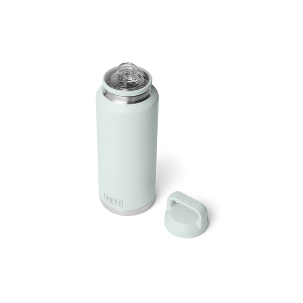 Ridgeline | YETI Rambler 46oz Bottle With Chug Cap Image Showing Angled Top View Cap Off.