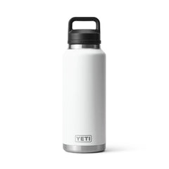 White | YETI Rambler 46oz Bottle with Chug Cap. Front View. 