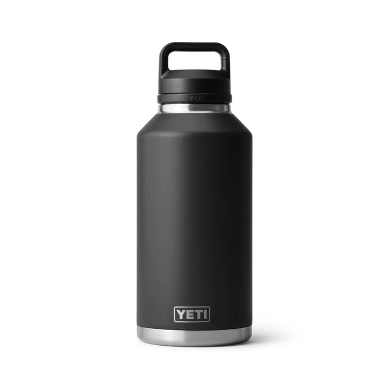 Black | YETI Rambler 64oz Bottle With Chug Cap. Front View.