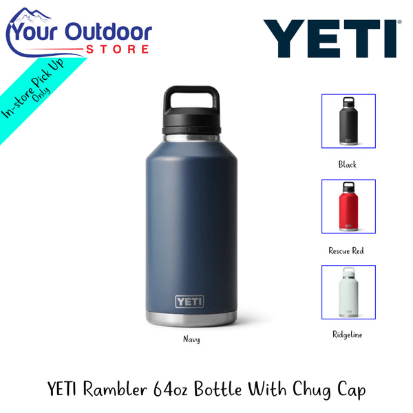 YETI Rambler 64oz Bottle With Chug Cap | Hero Image Showing All Logos And Titles.