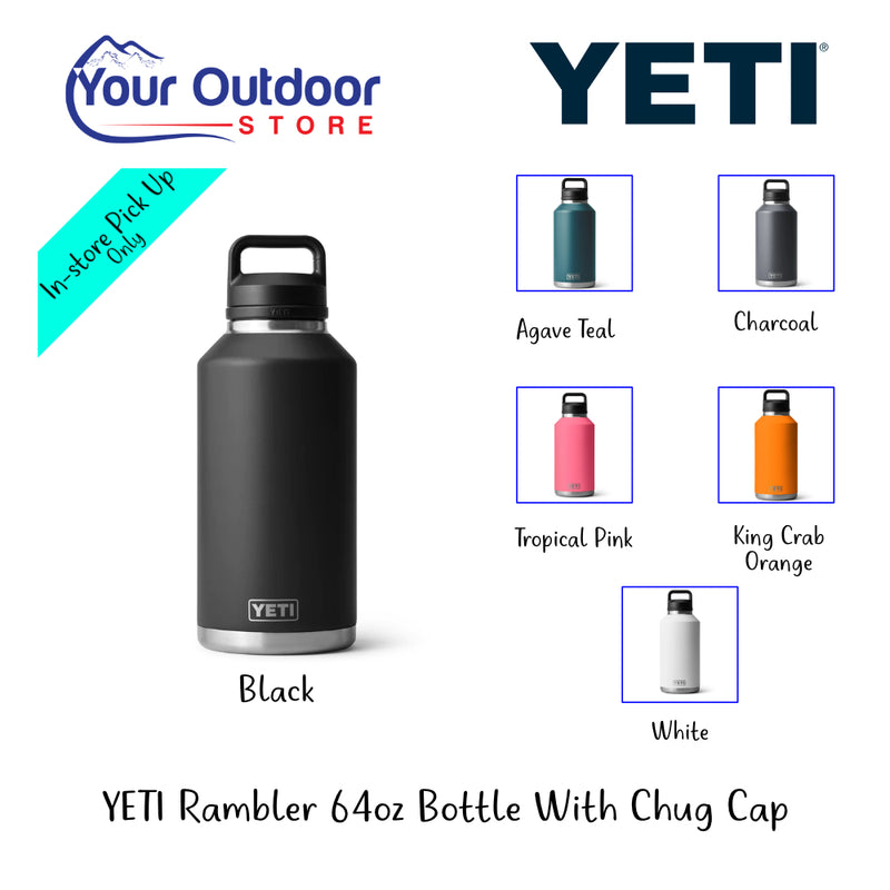 YETI Rambler 64oz Bottle With Chug Cap | Hero Image Showing All Logos, Titles And Variants.