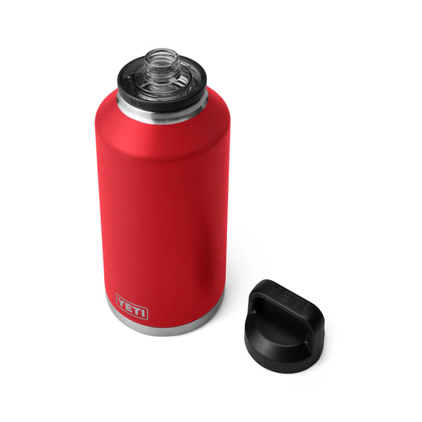 Rescue Red | YETI Rambler 64oz Bottle With Chug Cap Image Showing Top View, With Cap Off.