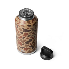 Wetlands Camo | YETI Rambler 64oz Bottle With Chug Cap Image Showing Cap Off.