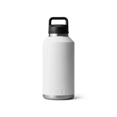 White | YETI Rambler 64oz Bottle With Chug Cap Image Showing Back View.