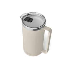 Cape Taupe | YETI Rambler 64oz Pitcher Image Showing Angled Top View Lid On.