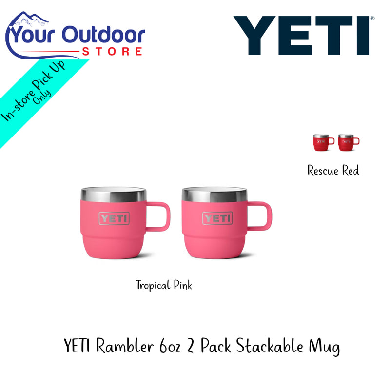 YETI Rambler 6oz 2 Pack Stackable Mug | Hero Image Showing Logos, Titles And Variants.