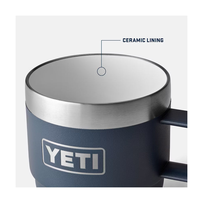 YETI Rambler 6oz 2 Pack Stackable Mug | Image Showing Information On The Ceramic Lining.