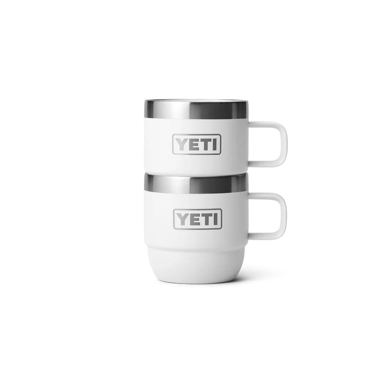 White | YETI Rambler 6oz 2 Pack Stackable Mug Image Sowing Mugs Stacked.