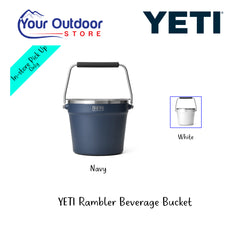 YETI Rambler Beverage Bucket. Hero Image Showing Variants, Logos and Title. 