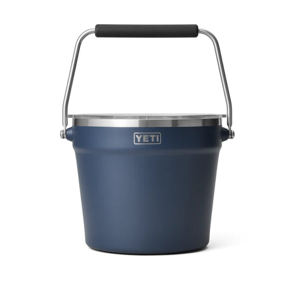 Navy | YETI Rambler Beverage Bucket. Front View, Handle Up. 
