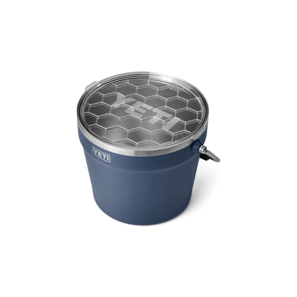 Navy | YETI Rambler Beverage Bucket. Top View, With Lid On.