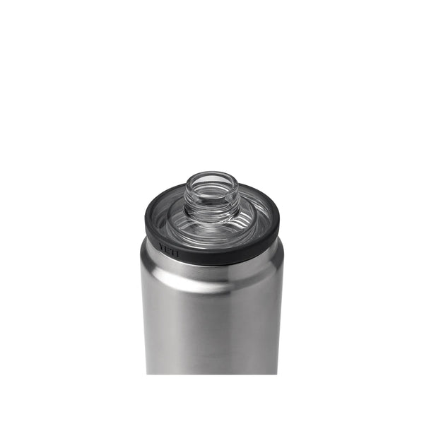 Black | YETI Rambler Bottle Chug Cap  Mouth Piece Shown On A YETI Rambler Bottle.