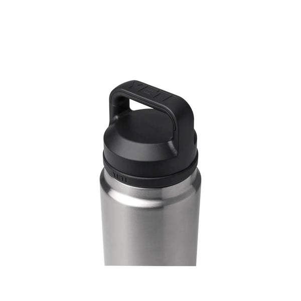 Black | YETI Rambler Bottle Chug Cap Shown On A YETI Rambler Bottle.