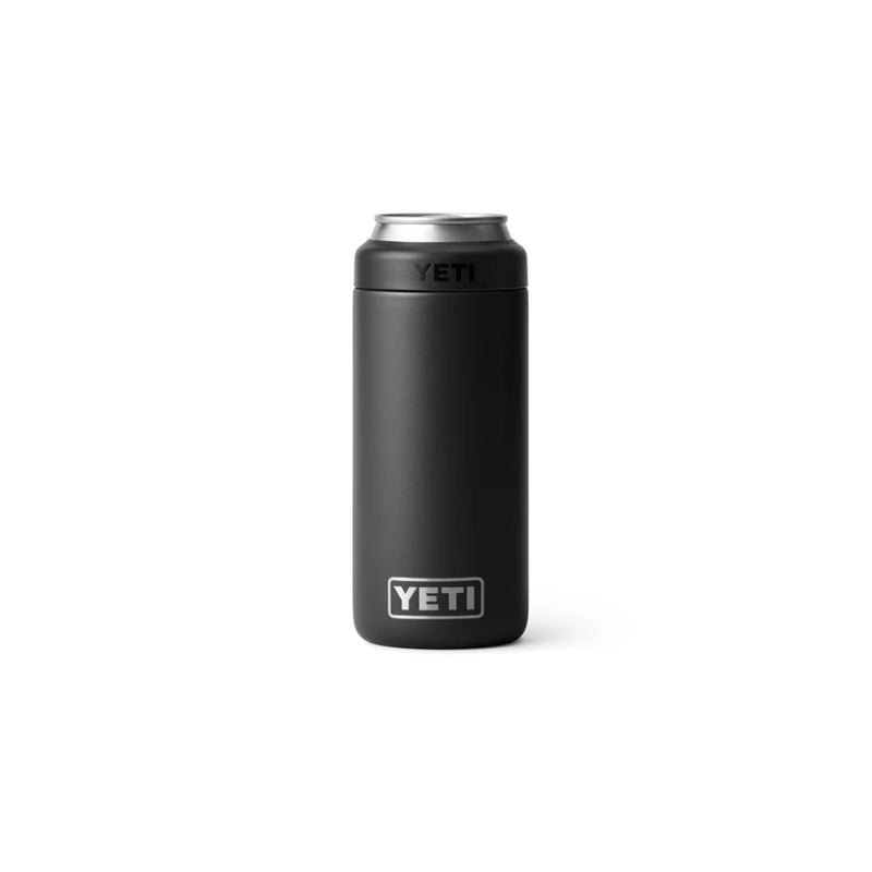 Black | YETI Rambler Colster 355ml Slim Can Cooler Image Showing Front View.