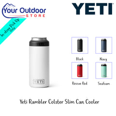 YETI Rambler Colster 355ml Slim Can Cooler | Hero Image Showing All Logos, Titles And Variants.