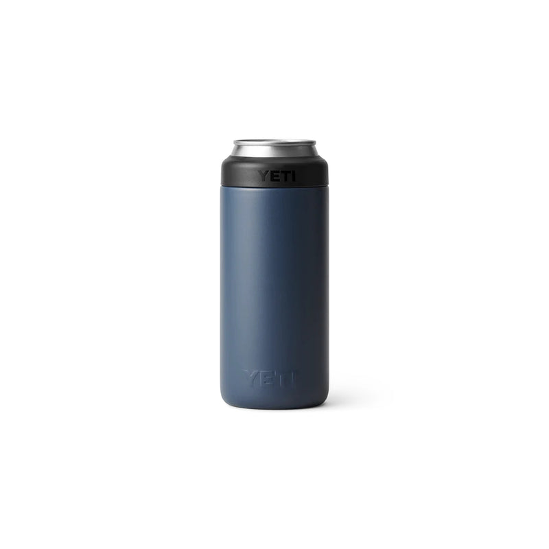 Navy | YETI Rambler Colster 355ml Slim Can Cooler Image Showing Back View.