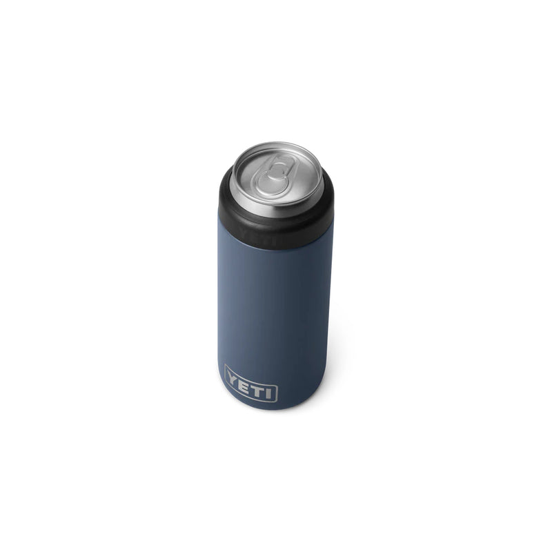 Navy | YETI Rambler Colster 355ml Slim Can Cooler Image Showing Top View.