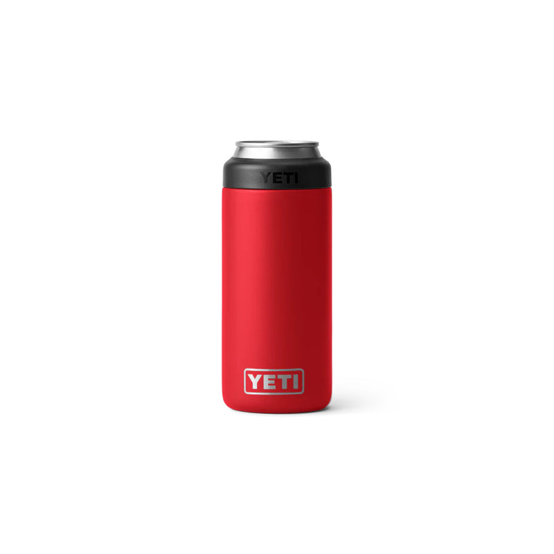 Rescue Red | YETI Rambler Colster Slim Can Cooler Image Showing Front View.