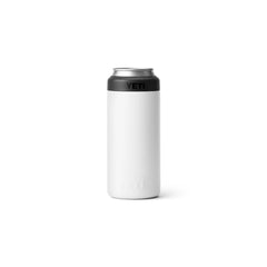 White | YETI Rambler Colster 355ml Slim Can Cooler Image Showing Back View.