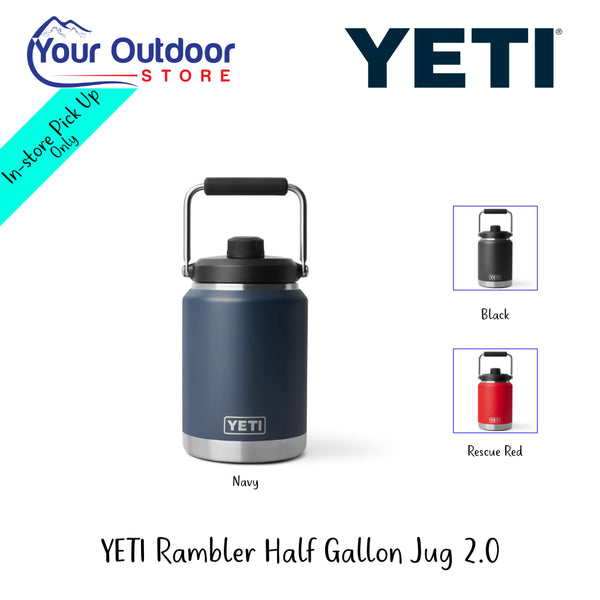 YETI Rambler Half Gallon Jug 2.0 | Hero Image Showing All Logos, Titles And Variants.