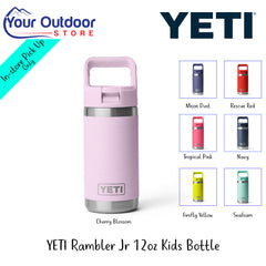 YETI Rambler Jr 12oz Kids Bottle | Hero Image Showing All logos, Titles And Variants.