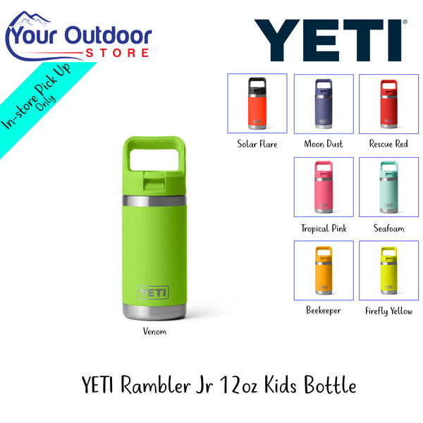 YETI Rambler Jr 12oz Kids Bottle | Hero Image Showing All Logos, Titles And Variants.