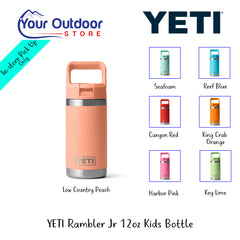 YETI Rambler Jr 12oz Kids Bottle | Hero Image Showing All Logos Titles And Variants.