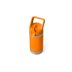 King Crab Orange | YETI Rambler Jr 12oz Kids Bottle. Top View, Straw Up..